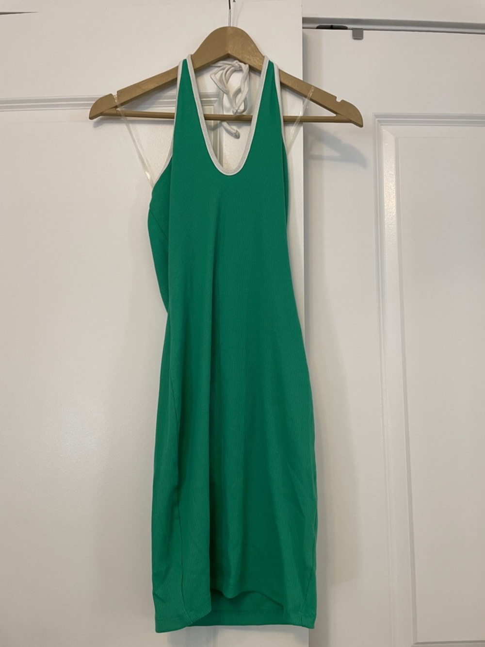 wild fable Green Halter Mini Dress with White Trim
